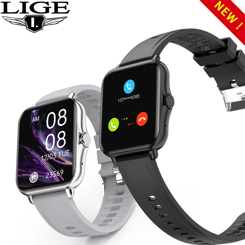 

LIGE Men Smart Watch 1.69Inch Sport Pedometer Smartwatch Men Women Heart Rate Monitor Bluetooth Call ECG Watches For IOS Android