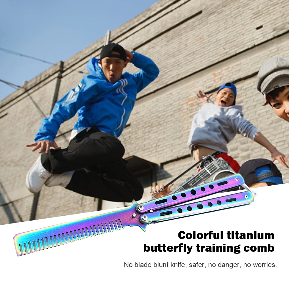 

Stainless Steel Folding Cutter Practice Butterfly Hair Comb Styling Tool Outdoor Play Cool Tools Collapsible Training Tools