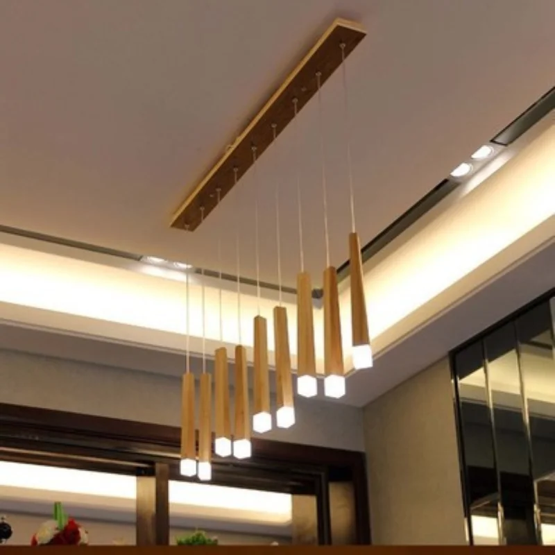Подвесной светильник с деревянной палкой подвесной для кухни гостиной магазина