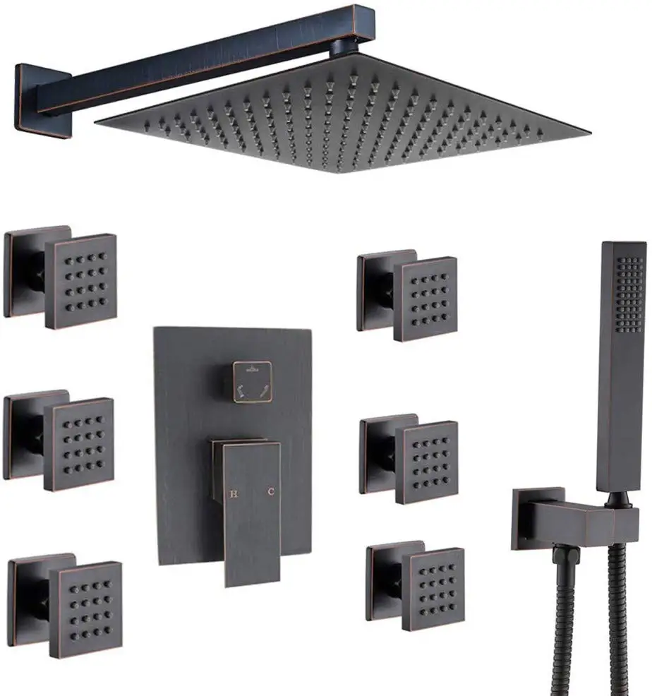 Роскошный роскошный 12 дюймовый Бронзовый Смеситель для душа с масляным