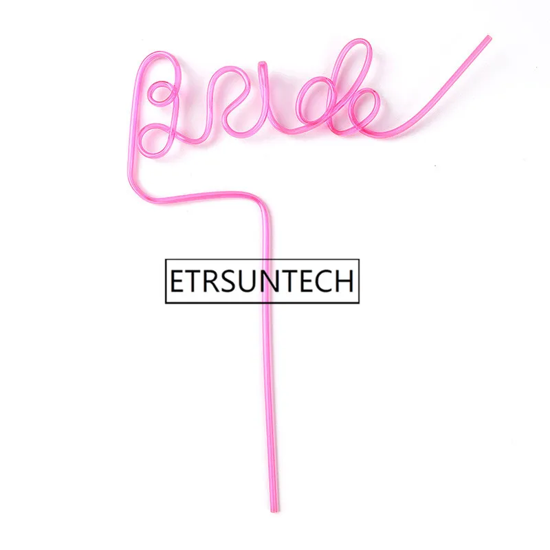 Pajitas de pl&aacute;stico con letras creativas para novia, decoraci&oacute;n para fiesta de despedida de soltera, para bodas, 100 unidades-0
