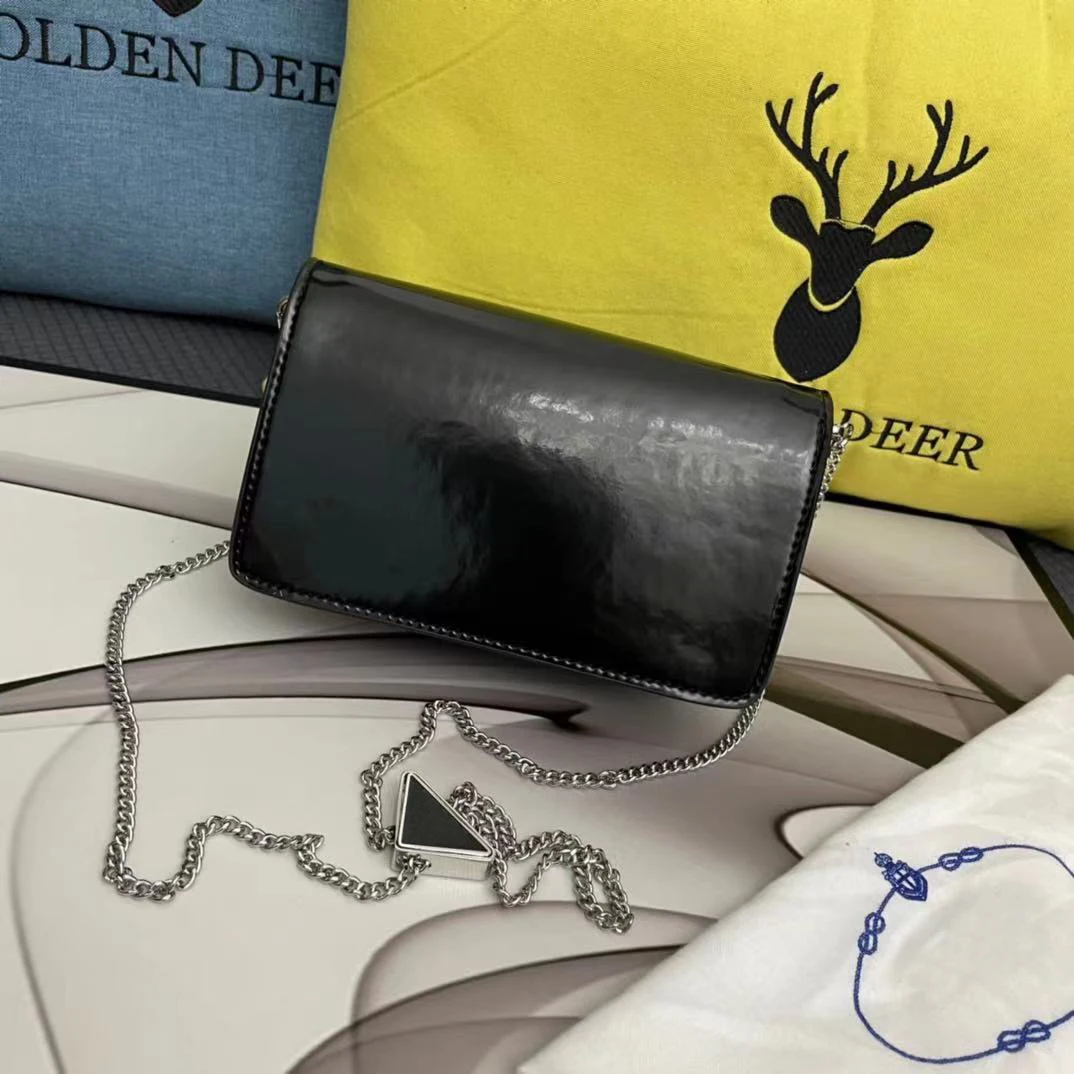 Скидка Эмалированная Металлическая магнитная пряжка, блестящая кожа, Женская Съемная сумка на плечо с цепочкой, женские маленькие сумки-мессендже...