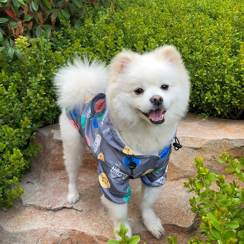 Дождевик для собак водонепроницаемый со смайликом и изображением французского