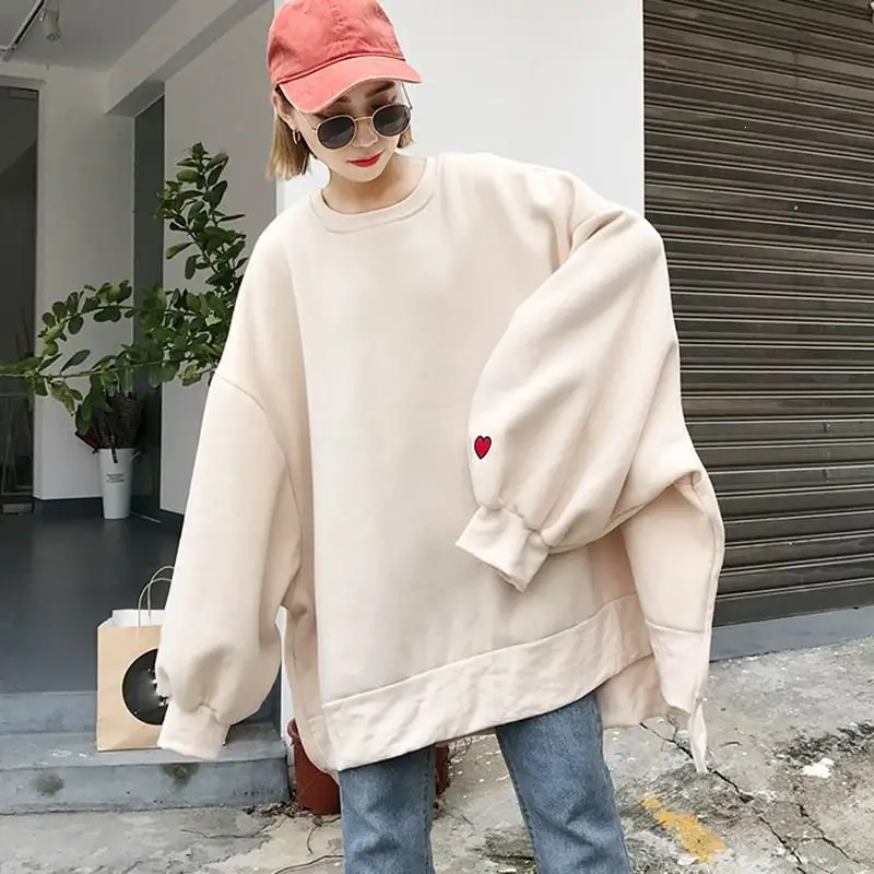 Женские осенне зимние толстовки в стиле Харадзюку одноцветные Свободный пуловер