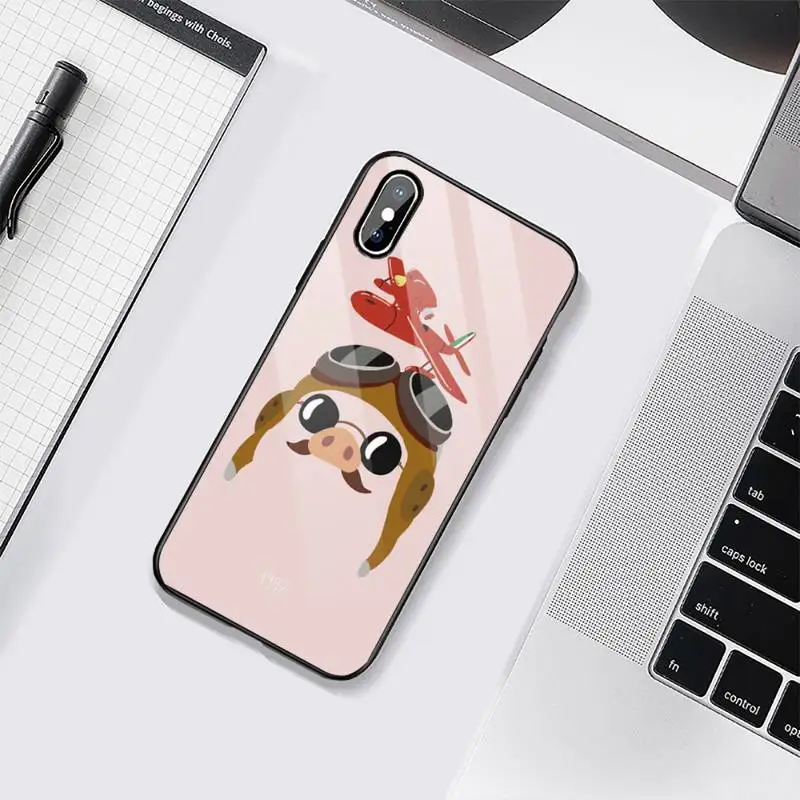 

porco rosso Phone Case Tempered glass For iphone 6 6S 7 8 plus X XS XR 11 12 mini PRO MAX