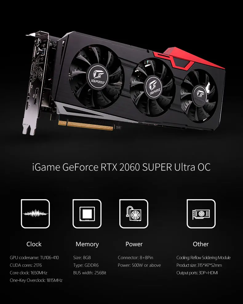 IGame GeForce RTX 2060 SUPER Ultra DDR6 8 Гб DP HDMI