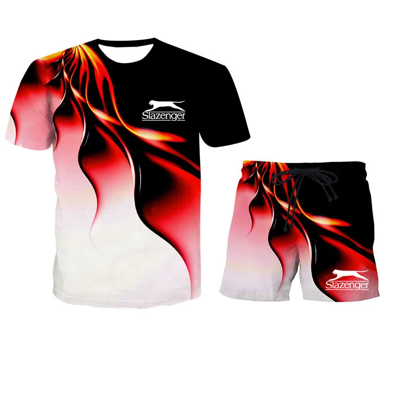 

New Brand 2 Piece Sets Sportswear Men's Tracksuit T-shirts Shorts Set Two Piece Suit Beach Men's Short Sets Clothing 2021 Summer