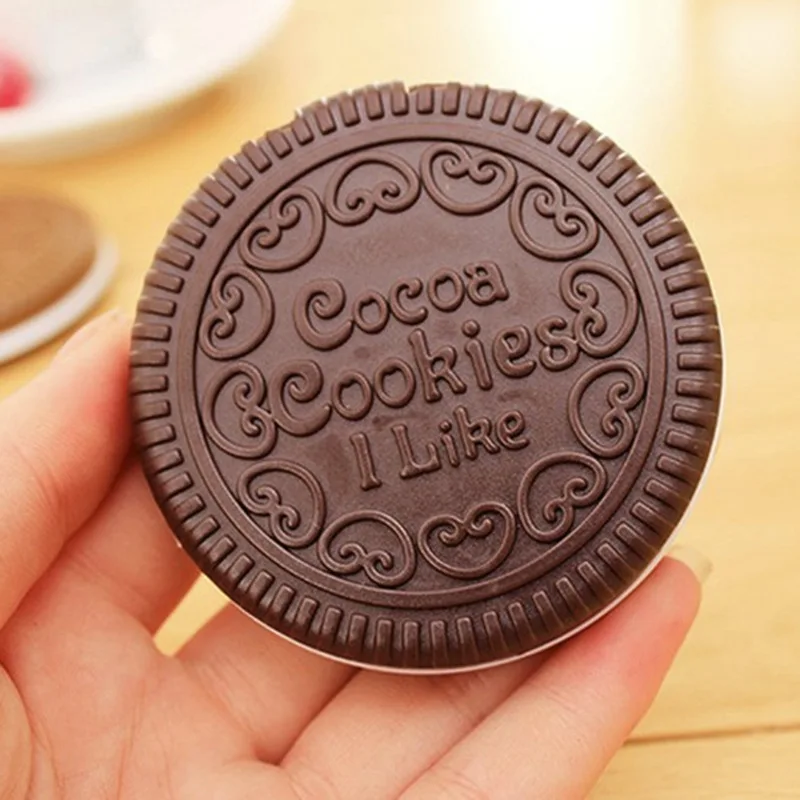 Japan and South Korea popular chocolate portable folding small mirror sandwich biscuit makeup mirror