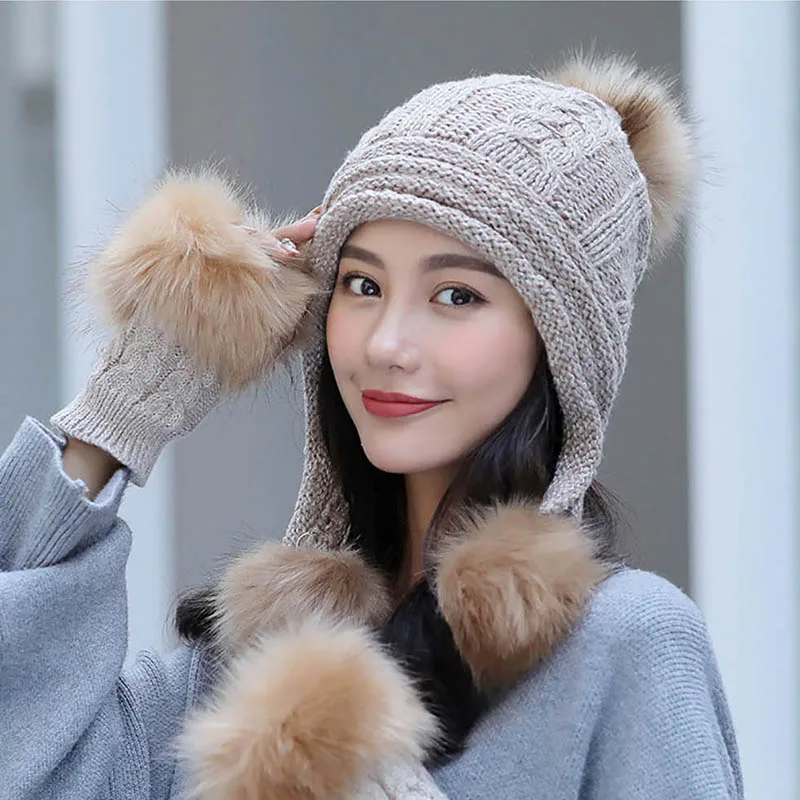 Calymel модная новинка вязаная шерстяная шапка перчатки набор для женщин осень и