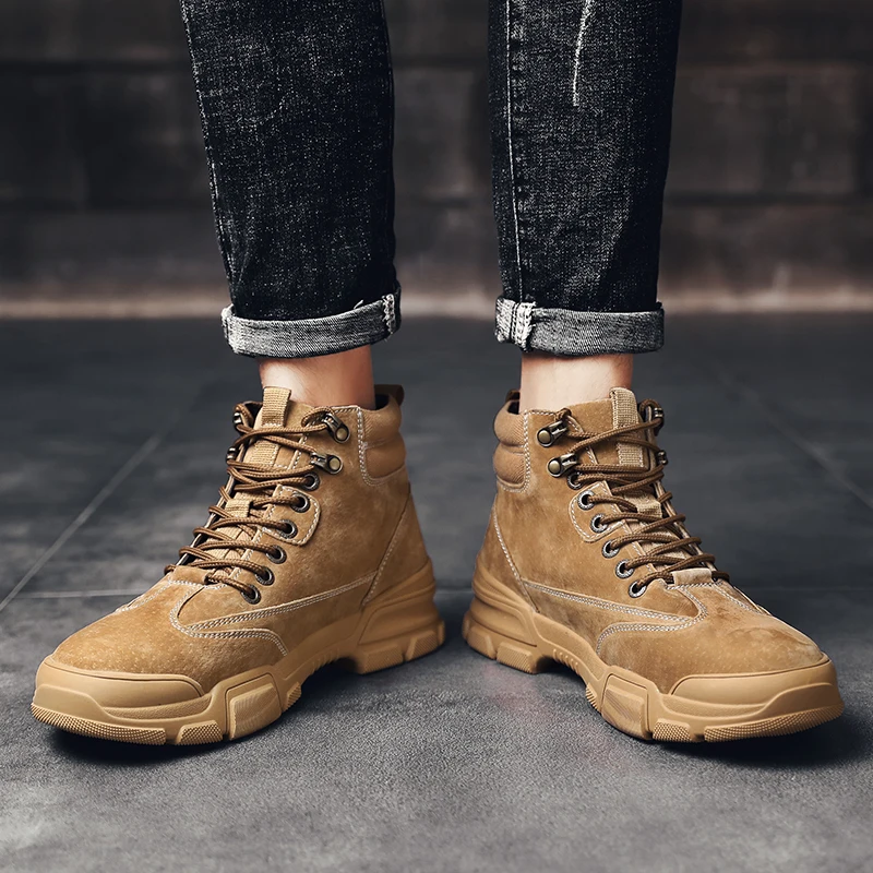 

Mens Casual Boots Casual Shoes Men Leather Sports Sneakers Man Fashion Boots Outdoor Footwear For Men's Mens Flat