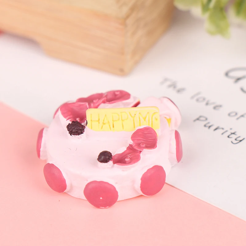 

1:12 Dollhouse Miniature Pink Rose Petal Cake Model Craft Decoration Accessories