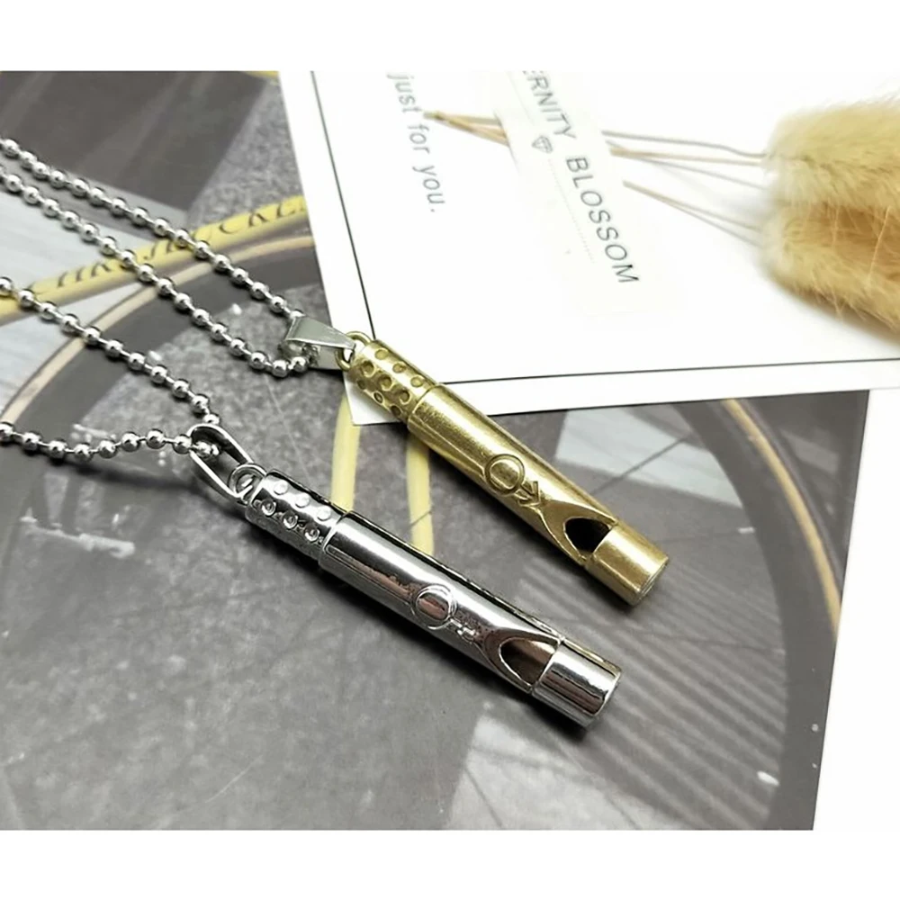 

Titanium Loud Portable Necklace Whistle for Emergency Survival Outdoor Hiking Camping Hip Hop Jewelry Punk Harajuku