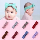 Повязка на голову для младенцев, с большим бантом, эластичная, мягкая, однотонная, тюрбан, повязка для волос для девочек, аксессуары для волос