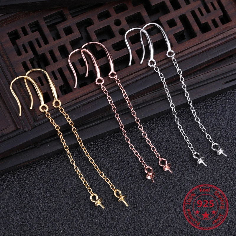 

Fashion 925 Sterling Silver Color Women's Ear wire 3 colors DIY Eardrop Jewelry Ear Hook For Decoration Accessories Wholesale