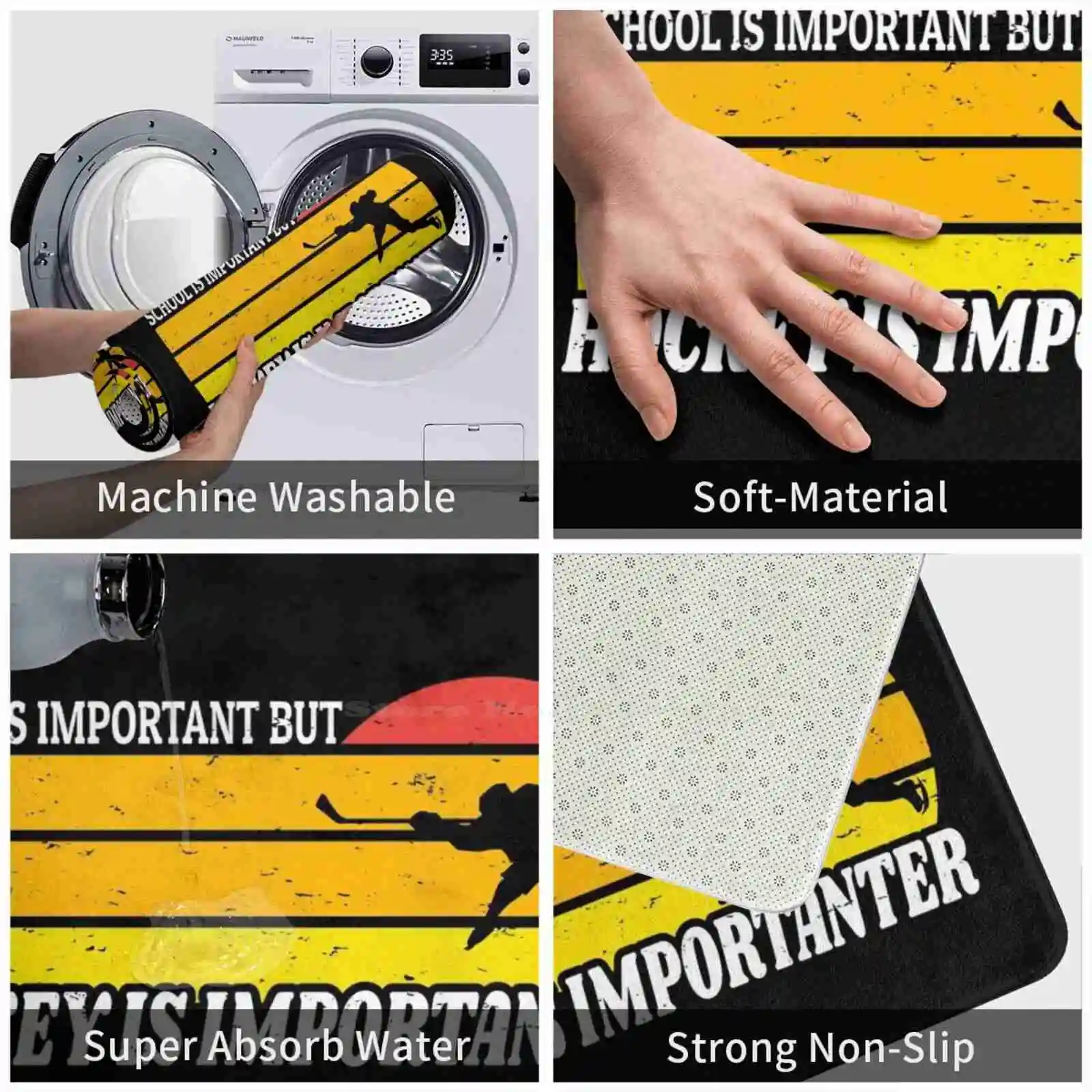 Школы важны но для хоккея Забавный винтажный Ретро подарок товары дома 3D коврик