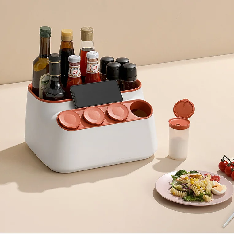 

Multifunctional Kitchen Storage Box Seasoning Box with cover Kitchen Spice Jar Organizer Cooking Tool Shelf