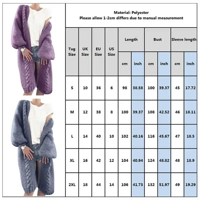 

Sleeve Winter Cardigan Coat Women Hot Warm Autumn Sweater Jumper Knitted Long