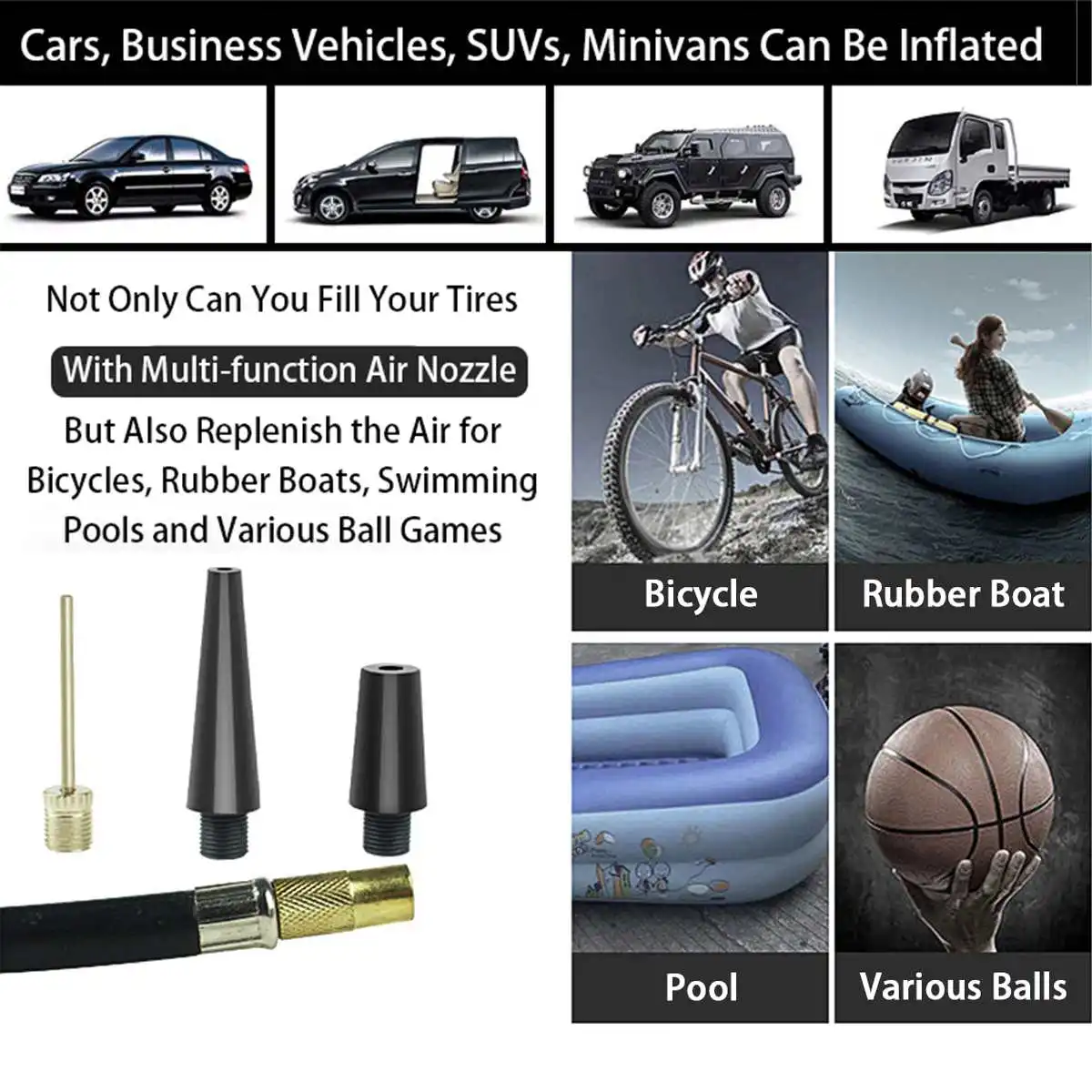 

Car Air Compressor Portable Inflatable Pump Heavy Duty Digital Tyre Inflator 150PSI 12V Super Fast Air Compressors Tool Car SUV