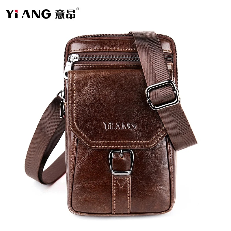 Мужская поясная сумка из натуральной кожи через плечо ремень держатель для карт