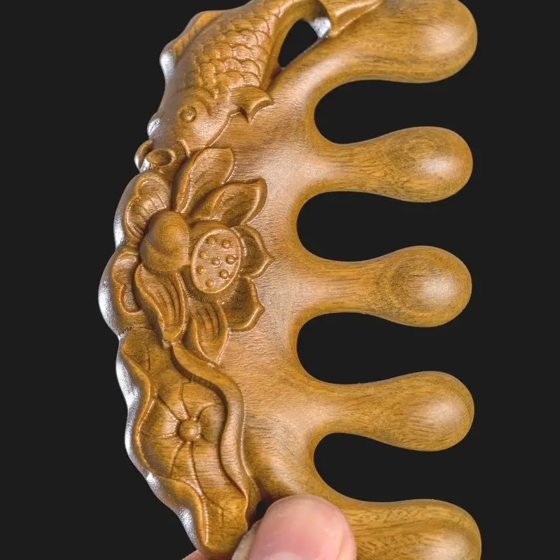 Деревянный массажер расческа из сандалового дерева и лотоса для массажа