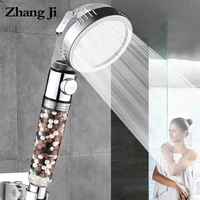 zhangji bathroom 3 function spa shower head with switch stop button high pressure anion filter bath head water saving shower
