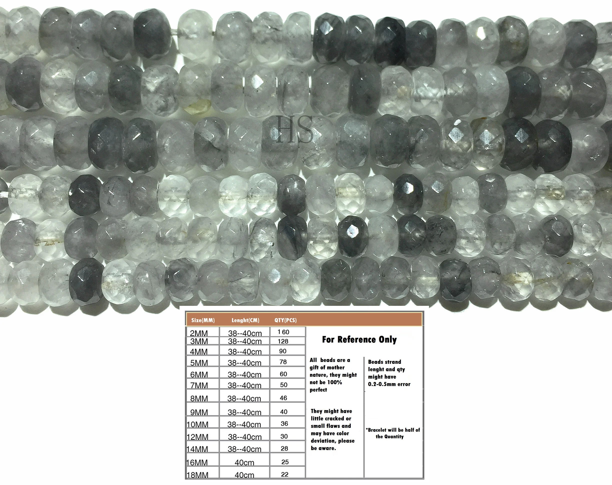 Натуральный камень пасмурный кварц Рондель граненый круглый свободный бисер