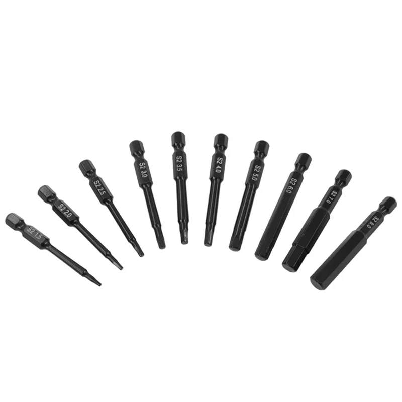 10Pcs Wrench Drill Bit Set Magnetic Tips Quick Release Shank For Easy Attachment Solid S2 Steel Alloy - 2.3 Inch Long | Инструменты