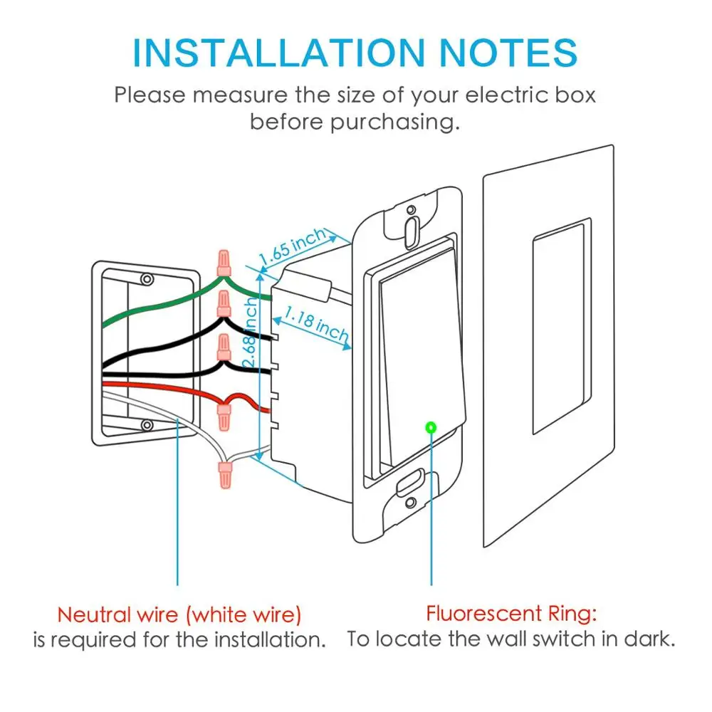 Meross Smart WiFi 3-Way Switch совместимый с Alexa Google Assistant и IFTTT простая настенная установка