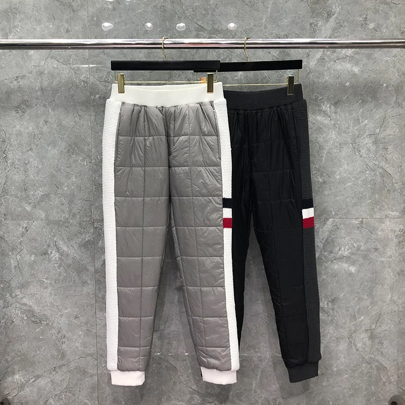 

THOM Trousers Men's Winter Pants able Brand Trousers Classic Side Edge Engineered RWB Stripe Cotton-Padded Sweatpants