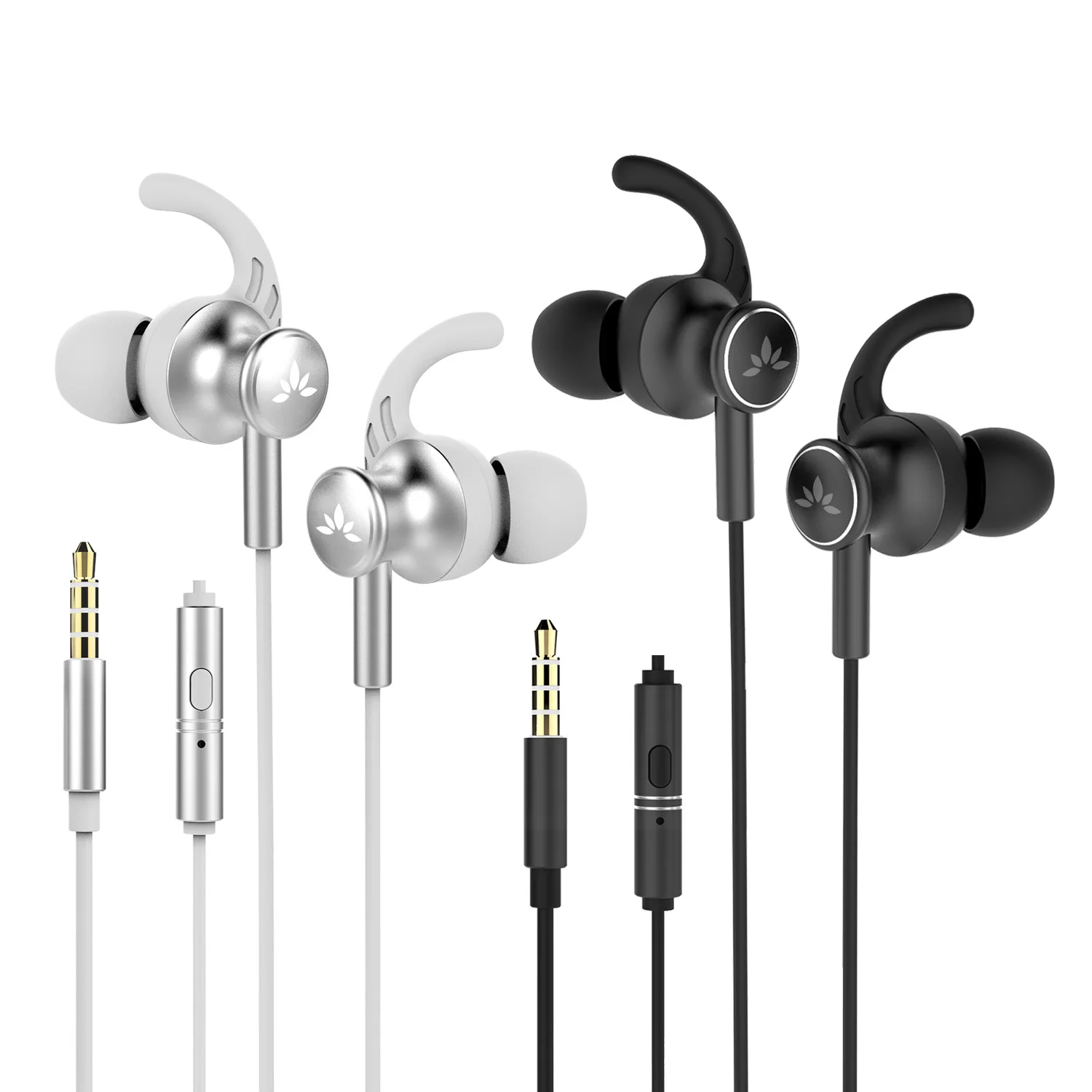 

Avantree 2-Pack Sports Earbuds Wired with Microphone, Sweatproof Running Earphones with Earfin,in Ear Headphones