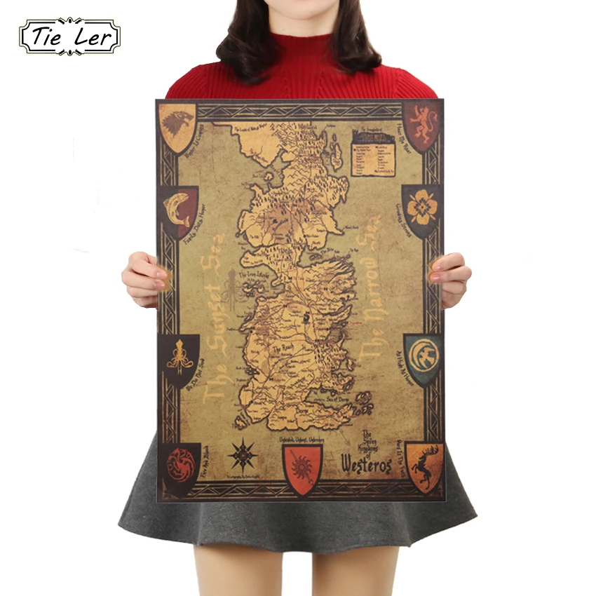 TIE LER Ретро Карта постер из крафт бумаги классическая Настенная Наклейка кафе