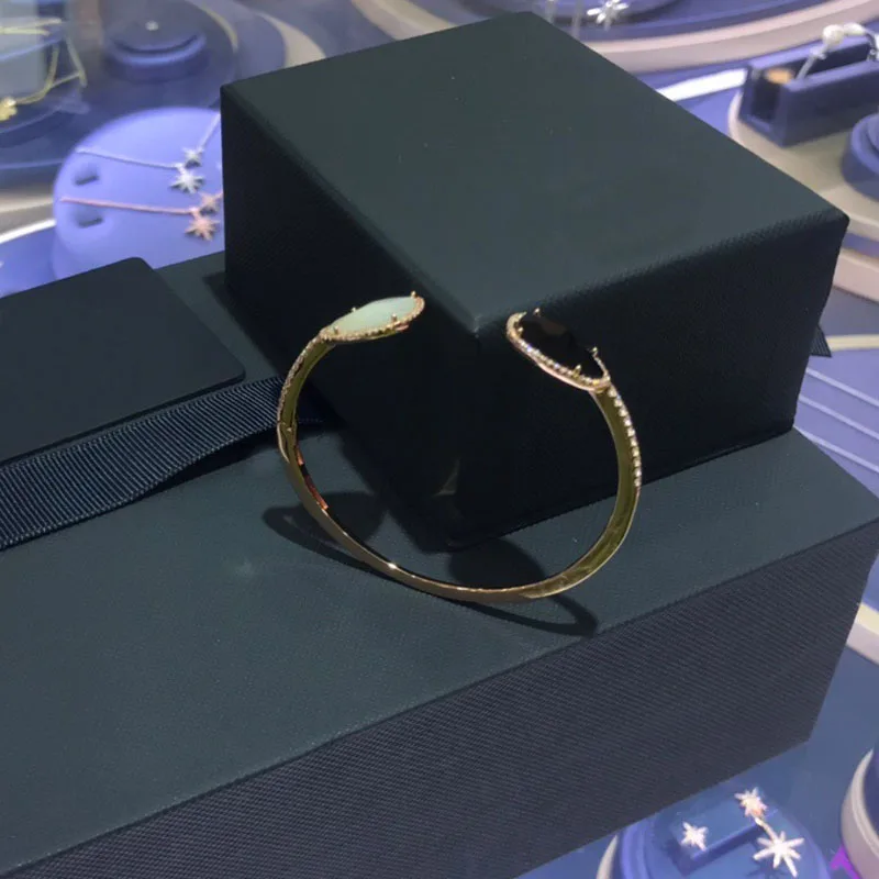 UMGODLY роскошный бренд черный белый камень браслет фианит открытый манжета для