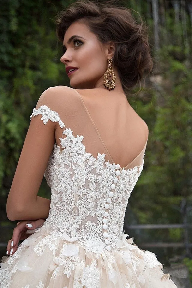 Vestido De Noiva из тюля с кружевной аппликацией бальное платье Свадебные платья в стиле