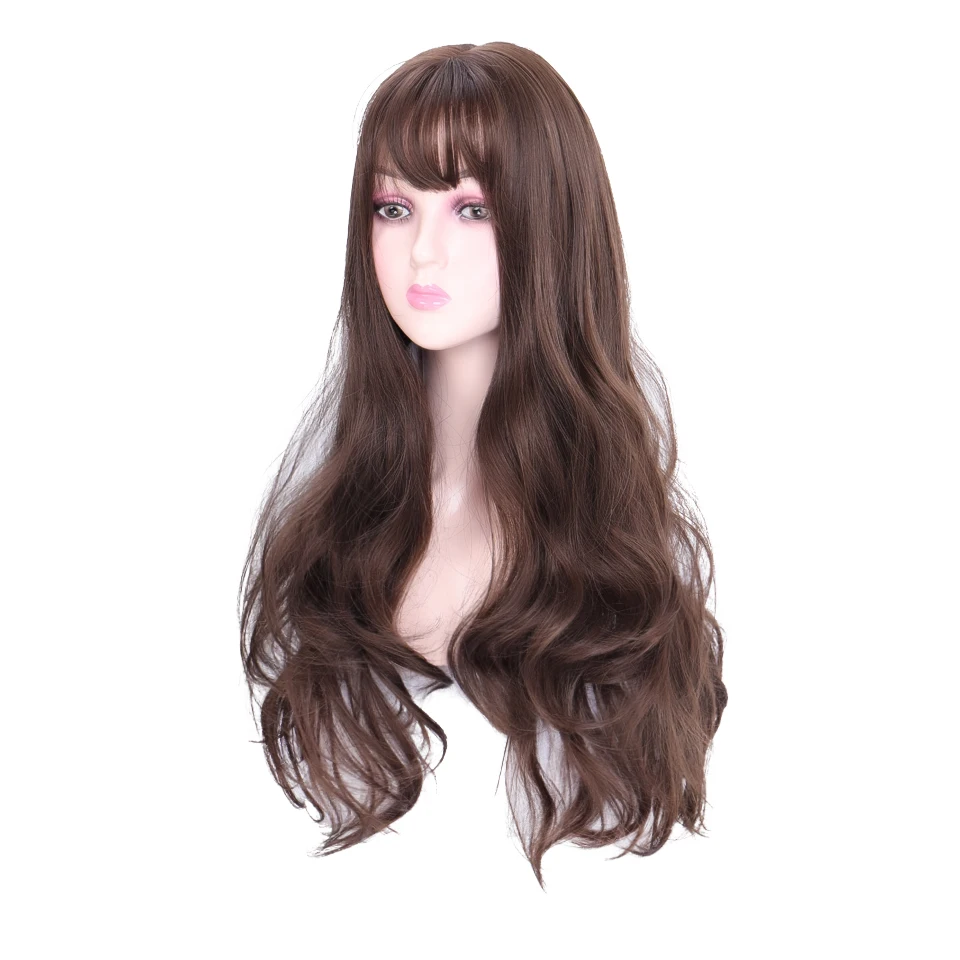 DIFEI 3 цвета синтетические парики длинные волнистые парик с челкой термостойкие