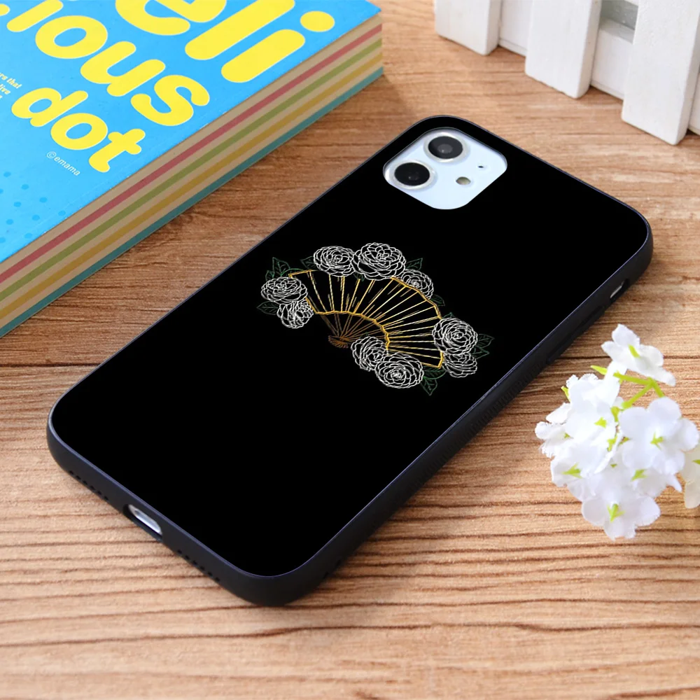 

For iPhone Suki - Fan and Camellias Soft TPU border Apple iPhone Case