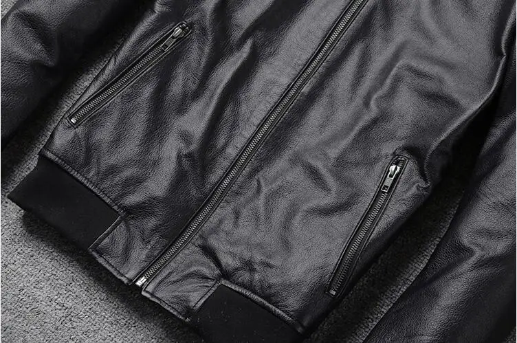 

Jacket Genuine Leather Men Real Cow Leather Bomber Jackets Spring Autumn Motocycle Plus Size Streetwear 2020 MF147
