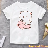 funny kids clothes peach cat riding pig cartoon print tshirt girlsboys kawaii children clothing harajuku shirt tumblr tops tee