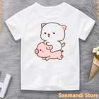 Забавная детская одежда, футболка с мультяшным принтом персикового кота, свиньи, кавайная детская одежда для девочек и мальчиков, рубашка в стиле Харадзюку, Топы И Футболки