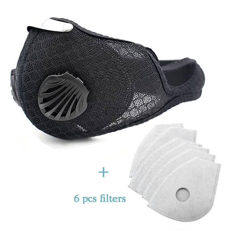 

Sports Cycling Face Mask Filters PM2.5 Anti-pollution Activated Carbon Half Face Shield Washable Mask With Filter Valve