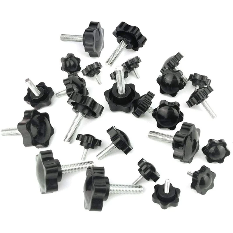 

26 Pieces Plastic Hex Shaped Hand Knob Tightening Screw Knob Star Knobs(Metric Thread M4x12mm / M6x20mm / M8x30mm)