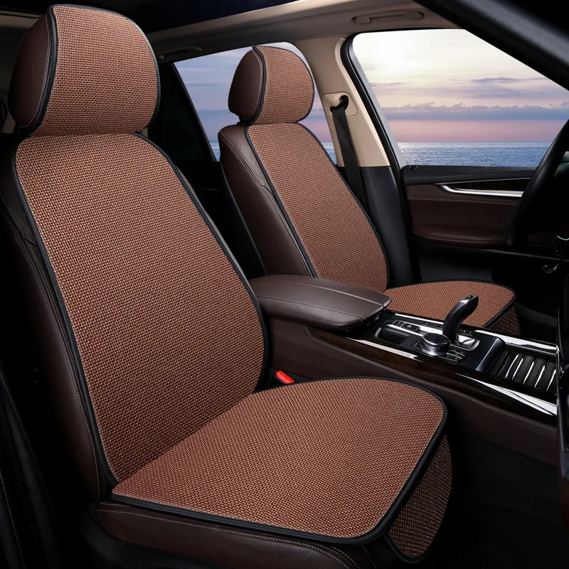 

Summer Mesh Car Seat Cover Pad Mat Flax Front Backrest Seat Cushion Protector Non-slip Four Season Car Interior Breathable Cloak