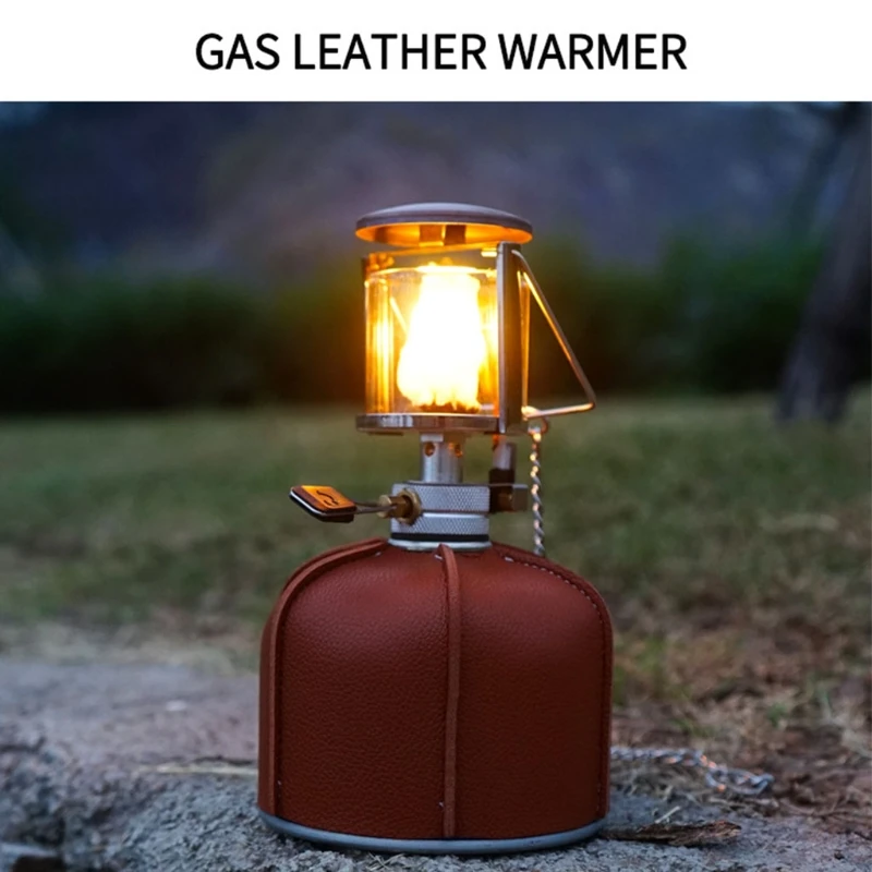 

Outdoor Camping Flat Gas Tank Leather Case Steam Lamp Protective Cover Retro