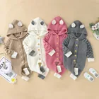 Одежда для новорожденных девочек и мальчиков, зимняя теплая вязаная верхняя одежда, свитер, комбинезон с капюшоном, комбинезон, Одежда для младенцев, зимние Осенние Комбинезоны