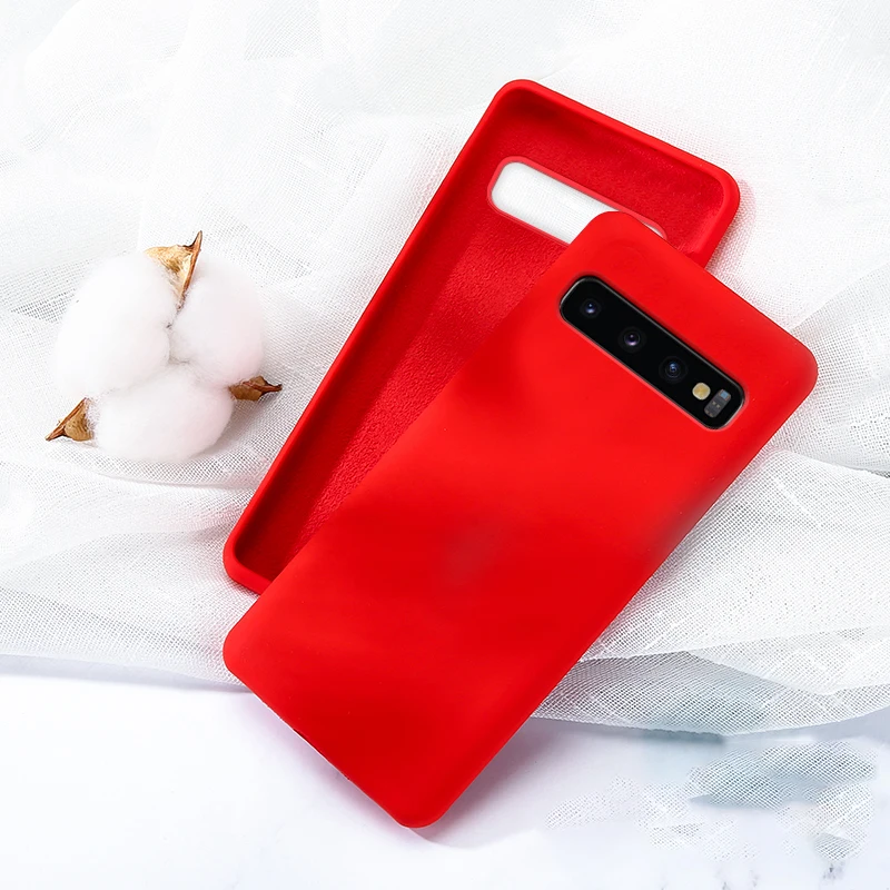 Силиконовый однотонный чехол для samsung Galaxy A10 A20E A20 A30 A40 A50 A70 M20 S8 S9 S10 Примечание 10 плюс S10e жидкости Чехлы мягкие из кожи TPU чехол - Цвет: Красный