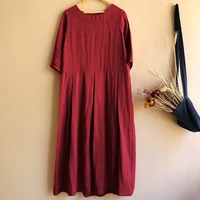 plus size boho linen cotton dresses woman summer 2022 red oversized loose casual baggy long maxi dress sundress robes