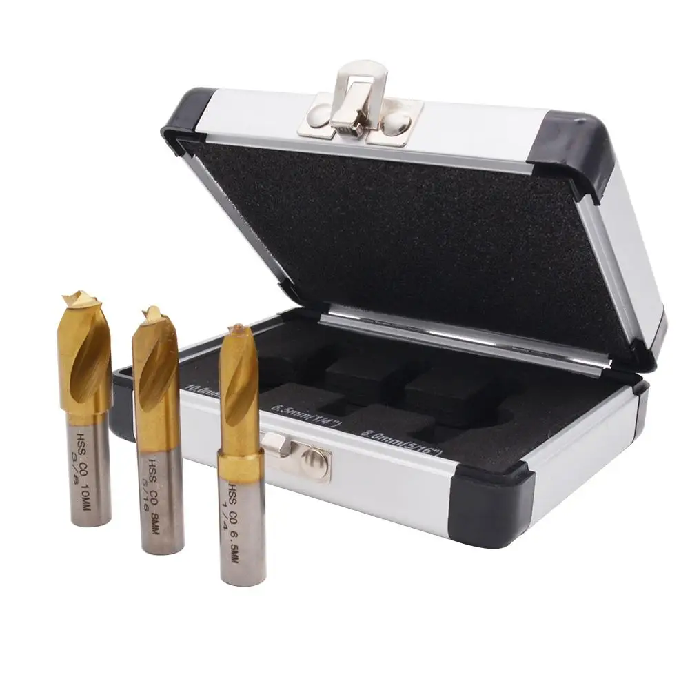 

3pcs 6HSS CO Rotary Spot Weld Cutter Sawtooth Point Drill Bit Sheet Metal Solder Joints Removal Titanium Drill Bit 5mm 8mm10mm