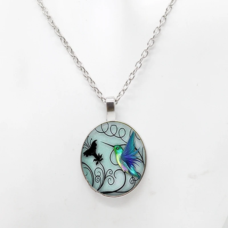 2018 Новое синее колье Колибри кулон стеклянная птица ювелирное искусство стекло