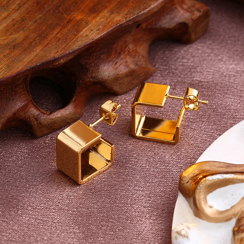 Женские крупные геометрические серьги-кольца из нержавеющей стали ювелирные