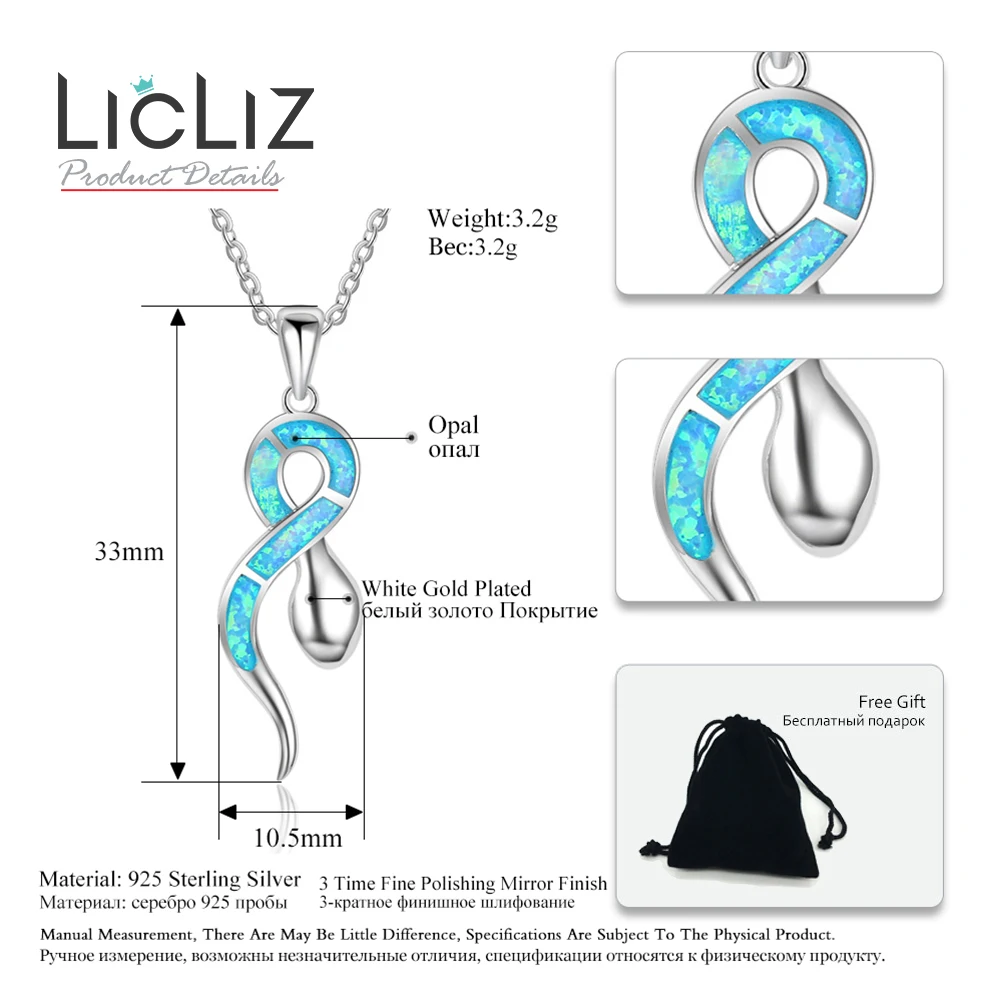 Женское ожерелье из серебра 925 пробы со змеей и опалом | Украшения аксессуары