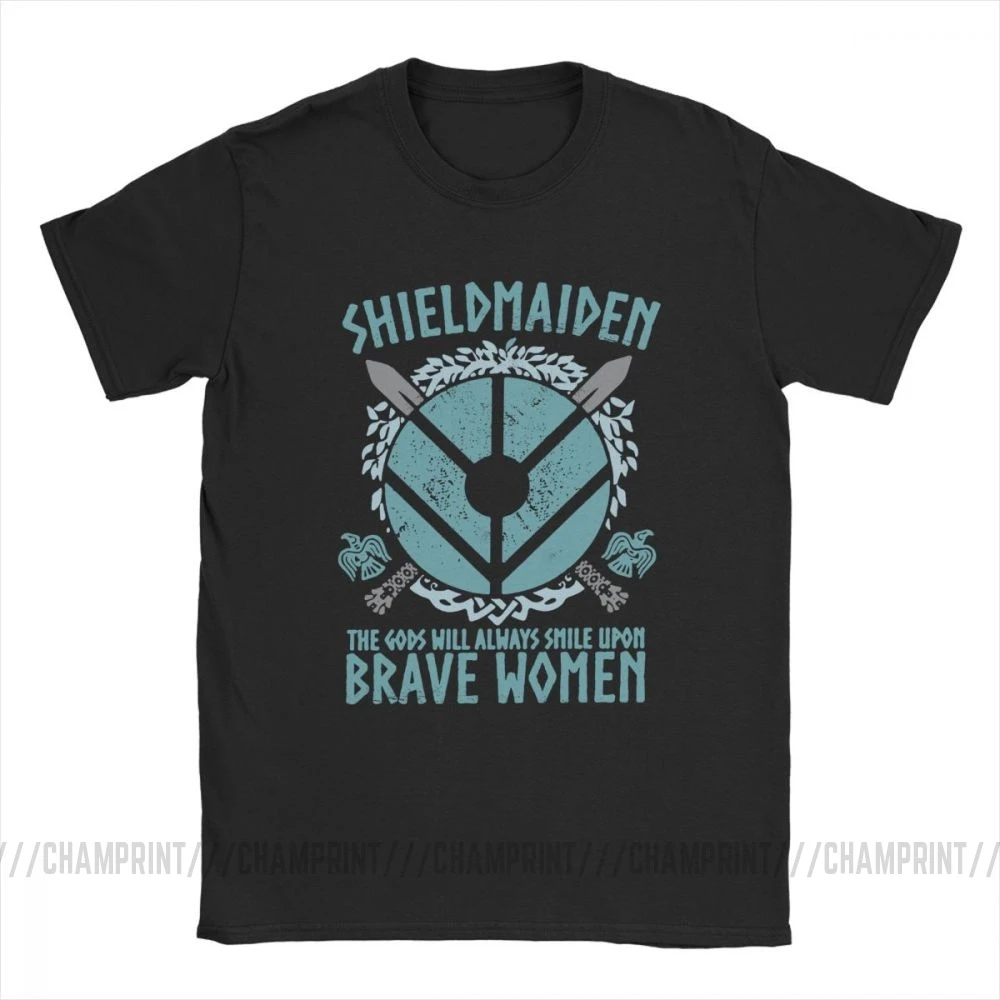 Футболка для мужчин Shield Maiden Повседневная футболка с коротким рукавом и вырезом